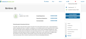 Screenshot of how a review displays on SabbaticalHomes.com